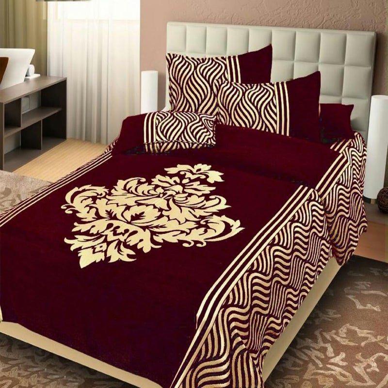 STARNSTYLE Chenille Velvet 500 TC King Size Bedsheet with 2 Pillow Covers - Wine - Image 2